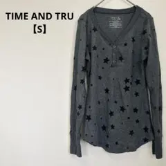 美品✨️ TIME AND TRU カットソー【S】星柄 グレー 黒 長袖 秋