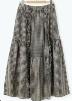 新品　サマンサモスモス　SamansaMos2 綿麻縦フリルスカート　ブラック