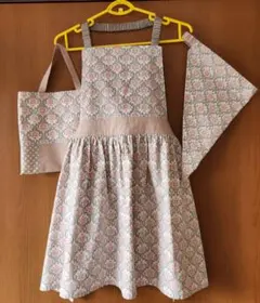 エプロン 三角巾 ハンドメイド 子ども 140 三点セット