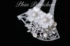 髪飾り　桜 かんざし バチ型 螺鈿 真珠母貝 パール W240101109簪