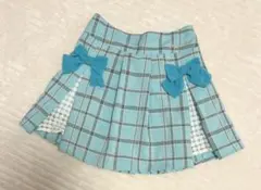 「メゾピアノ」 チェック柄 リボン レース スカート 110センチ