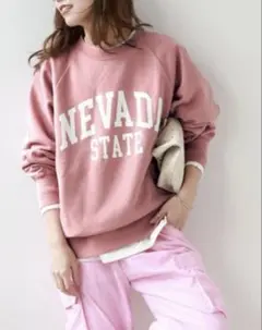 ジャーナルスタンダードレリューム　NEVADAロゴスウェット　ピンク