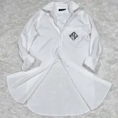 美品✨ポロ ラルフローレン ロングシャツドレス PRL刺繍 ホワイトコットン