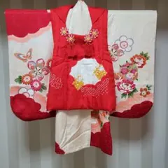 七五三・宮参り着物　正絹　着物フルセット 襦袢・髪飾り・草履・巾着・足袋付き✨