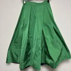 リバーシブル　グリーン ネイビー　フレアスカート　ウエストゴム　ウエスト64