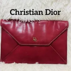 Christian Dior クラッチバッグ レザー ワインレッド ヴィンテージ