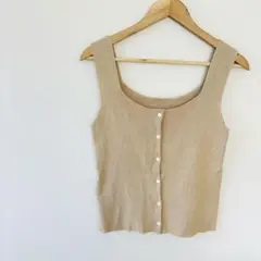 【リエディ】ニットタンクトップ　Lサイズ　肌色ベージュ　ハイゲージ　きれいめ