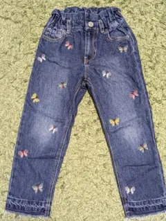 蝶刺繍デニムパンツ