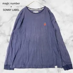 ＊マジックナンバー＊【L】サニーレーベル コラボ 袖プリント ロンT ネイビーのサムネイル