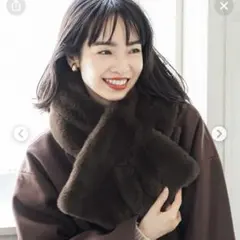 coca フェイクファー マフラー ブラウン