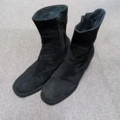 黒スエードジッパー付きショートブーツ