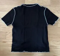 GU リブバイカラーメローコンパクトT ブラック Tシャツ 半袖 Mサイズ　黒