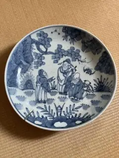 古染付 人物文皿 中皿 染付皿 骨董 中国古玩 古陶磁 希少 20cm - メルカリ
