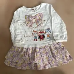 100cm アンパンマンキッズコレクション　花柄　長袖チュニック　ワンピース☆