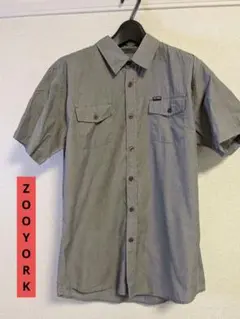AJ513 USA ZOO YORKグレー 半袖ボタンアップシャツ Mサイズ