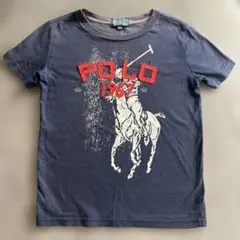 POLO ラルフローレン　半袖Tシャツ ネイビー120cm 馬プリント　ワッペン