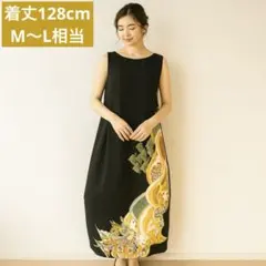 《着丈128cm／M〜L相当》黒留袖リメイクワンピース－鳳凰と瑞雲－72106