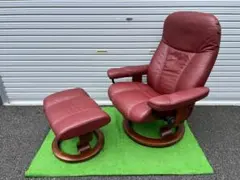 送料込　エコーネス/ストレスレスチェア コンサル ワインレッド本革　ノルウェー製