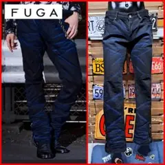 FUGA フーガ　裾ジッパー　立体加工　ストレッチ　ブラックデニム　Lのサムネイル