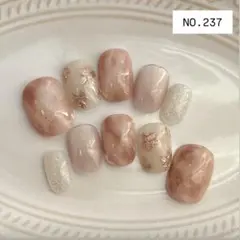 ネイルチップ　ベリーショート　ニュアンス　フラワー　マグネット　ラメ　春