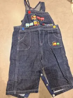 ミキハウス デニム サロペット トレイン刺繍