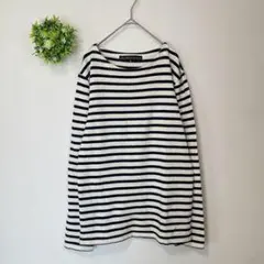 ストライプ 長袖 Tシャツ ボートネック