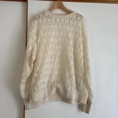 SHIPS any アイボリー シアー　長袖トップス