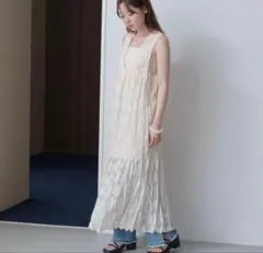 Kastane シアージャガードレースノースリワンピース