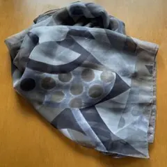 幾何学模様 ストール グレー ブラック　約50×170