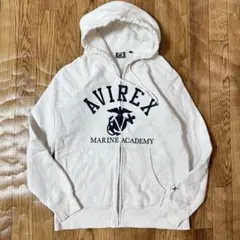 AVIREX ジップパーカー　ホワイト　スエットパーカー　Lサイズ アメカジ