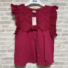 petit main フリル花柄　ピンク　タンクトップ 120cm