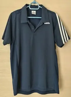adidas ポロシャツ ネイビー 3ストライプ　Lサイズ climacoolのサムネイル