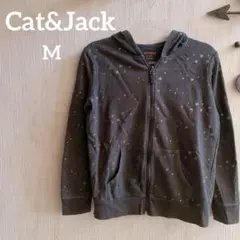 海外古着✨Cat&Jack【M】ダークグレー 星柄 フルジップフーディ