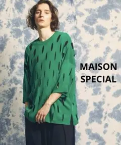 極美品 メゾンスペシャル プライムオーバー スラッシュニット 半袖 グリーン 1のサムネイル