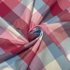 綿生地【110×50】ギンガムチェック（ピンク×ブルー）