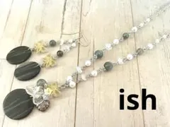 【A129】ish AAAブルーラブラドライト・蝶ビーズネックレス＆ピアス