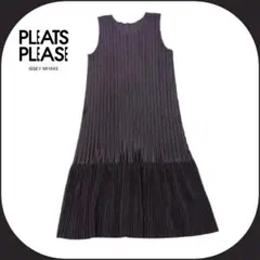Pleats pleaseイッセイミヤケロングワンピース柄サイズ5 PLEATS PLEASE イッセイミヤケ ロングワンピース ブラック - メルカリ