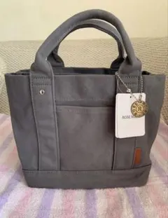 ミニトートバッグ 帆布　小さめトートバッグ　キャンバス 3仕切り ダークグレー