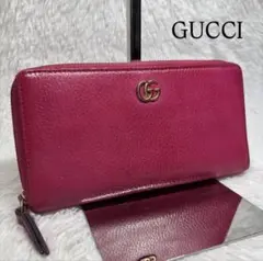 ✨高級✨ グッチ 長財布 ラウンドジップ マーモント シボレザー ピンクのサムネイル