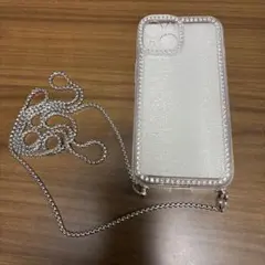 クリア ストーン装飾 iPhone13ケース チェーン付き