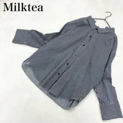 【ミルクティー】ストライプビッグシャツ 長袖 バックリボン マタニティ 衣装提供のサムネイル