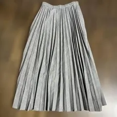 値下げ‼️UNIQLOグレー チェック柄 プリーツスカート ロング