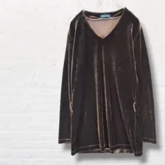 ベロアチュニック カットソー【M】ブラウン