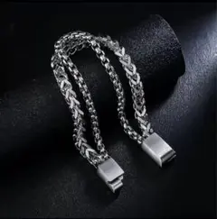 ブレスレット シンプル 喜平 シルバー 2連 ダブルチェーン マグネット