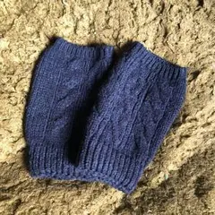 SHIPS jet blue ケーブル編みニットグローブ