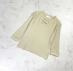 INGEBORG アンゴラウール混リブニットプルオーバー ベージュM*LD276