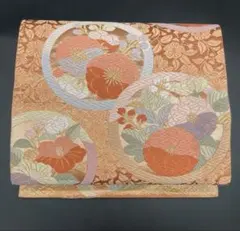 高級 正絹 袋帯 礼装 フォーマル 洒落帯　丸紋　唐織　花柄　金糸　307