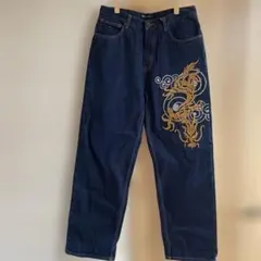SEAN JOHN デニムパンツ　龍刺繍　バギー　濃紺　y2kのサムネイル