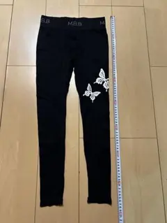 M.B.B ブラック蝶刺繍レギンス／キッズ子供用／Mサイズ