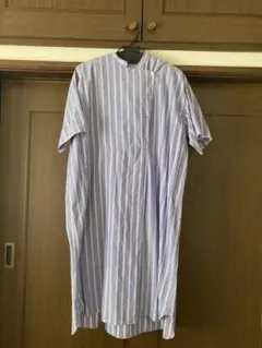 ロワジール ストライプ 半袖シャツワンピース ロング丈